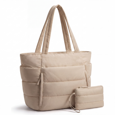 Puffer Tote — Camel
